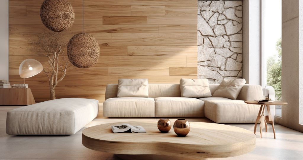 Minimalist luxury living room with minimal furnishings
