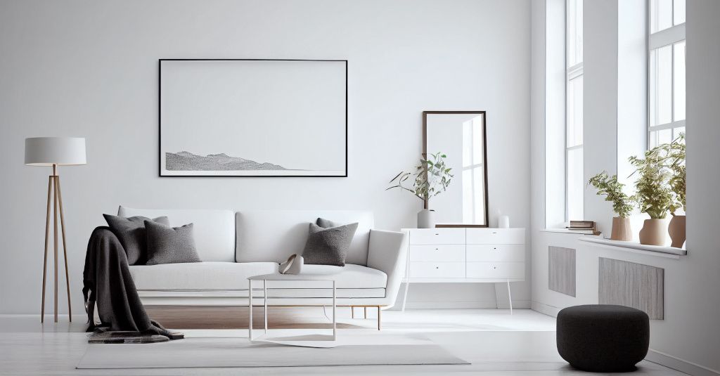 Spacious modern living room with minimalistic interior design