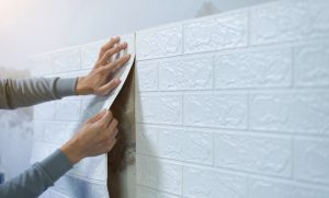 Decorating wall with textured brick wallpaper