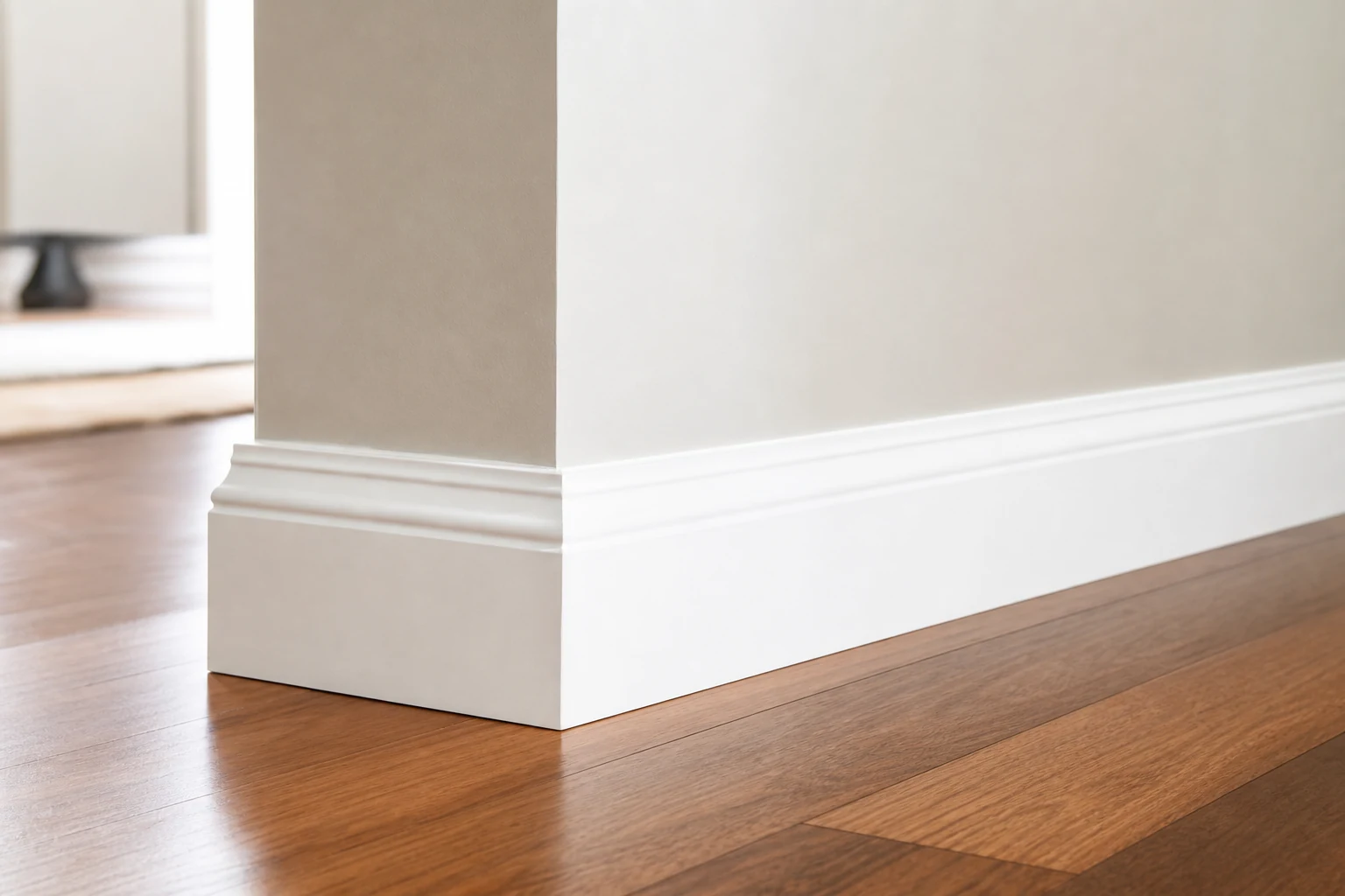 Crisp white skirting board creating a sharp room finish